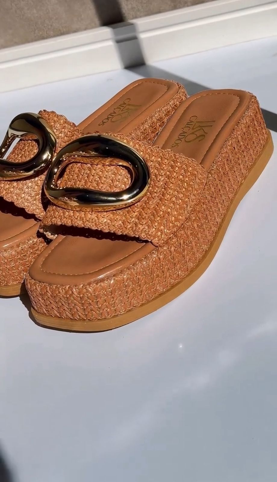 Flatform Elegance Trançada - Marrom
