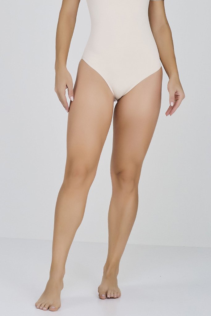Body Feminino Manga Curta Off White Poliamida Sem Transparência Proteção UV50