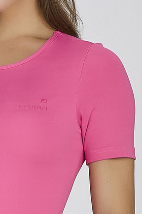 Body Feminino Manga Curta Rosa Poliamida New Light Proteção UV