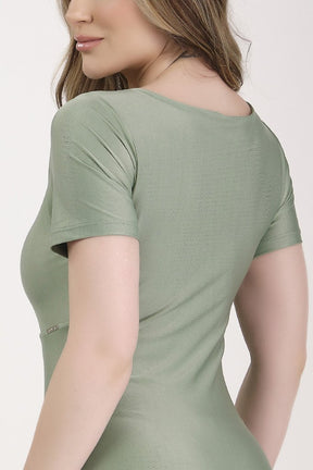 Body Verde Alecrim Moda Praia Poliamida Bojo Removível
