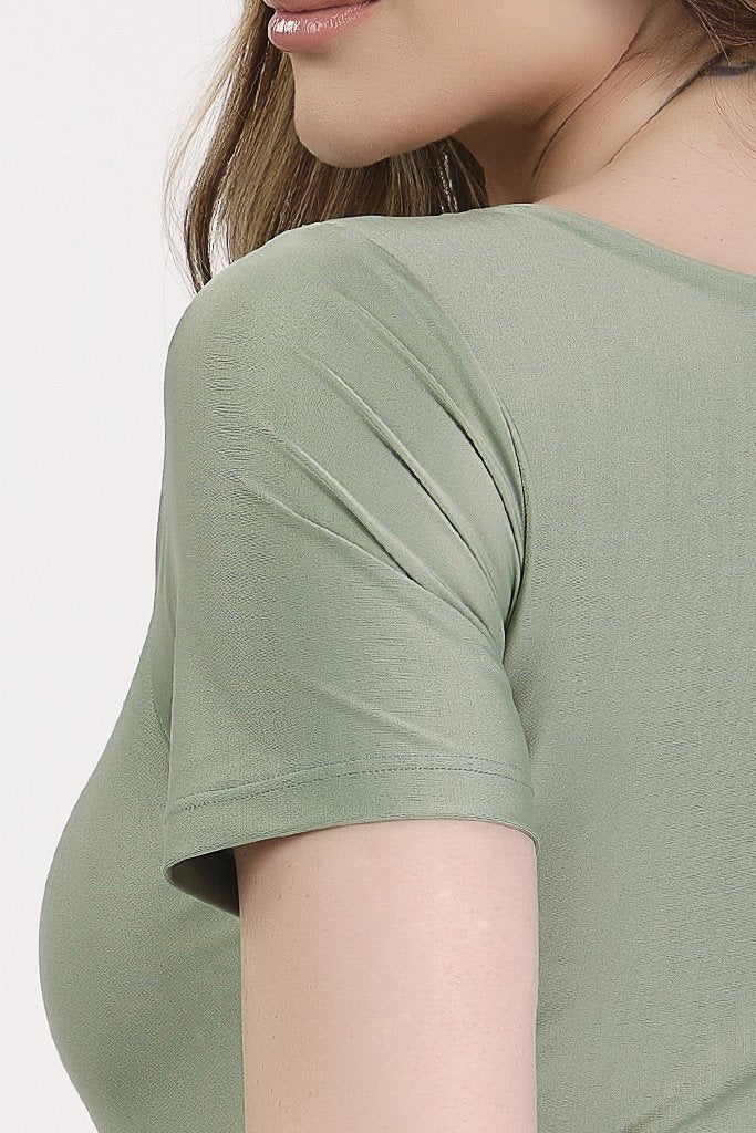 Body Verde Alecrim Moda Praia Poliamida Bojo Removível