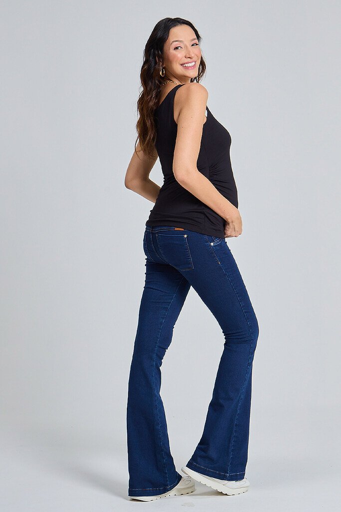 Calça Jeans Flare Cós Com Elástico