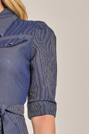 Chemise Godê Listrado Jeans - Rosa Jeans