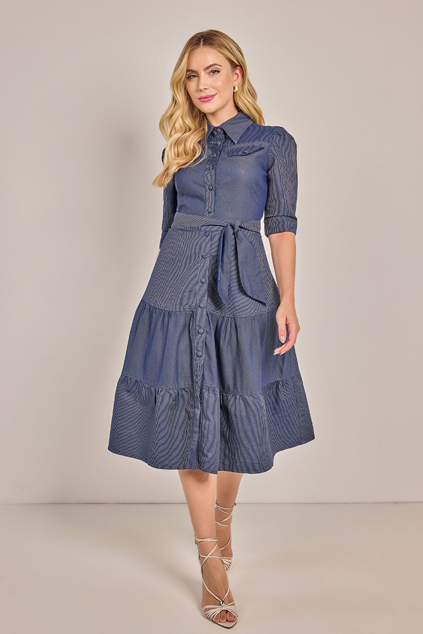 Chemise Godê Listrado Jeans - Rosa Jeans