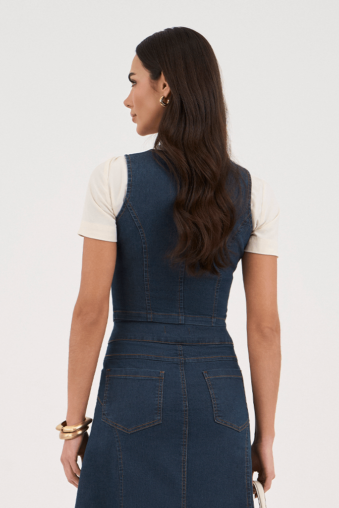 Conjunto Azul Jeans Midi