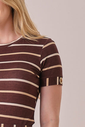Conjunto Marrom Listrado Midi