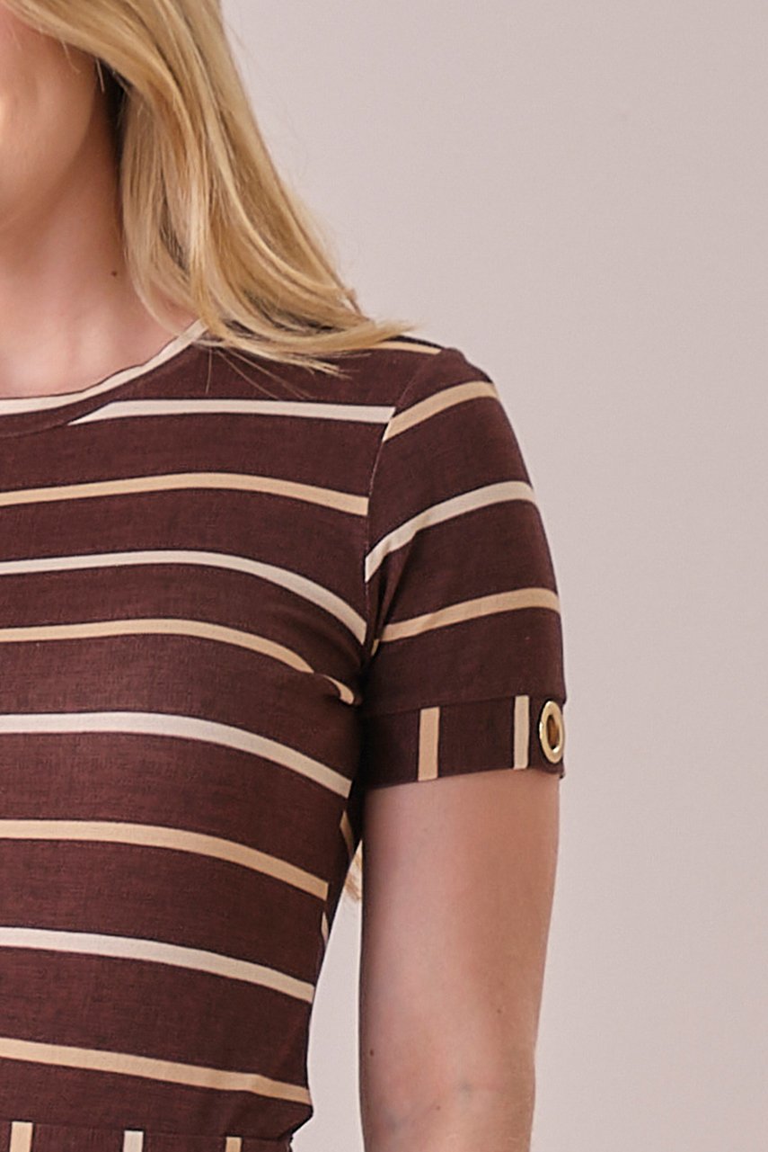 Conjunto Marrom Listrado Midi
