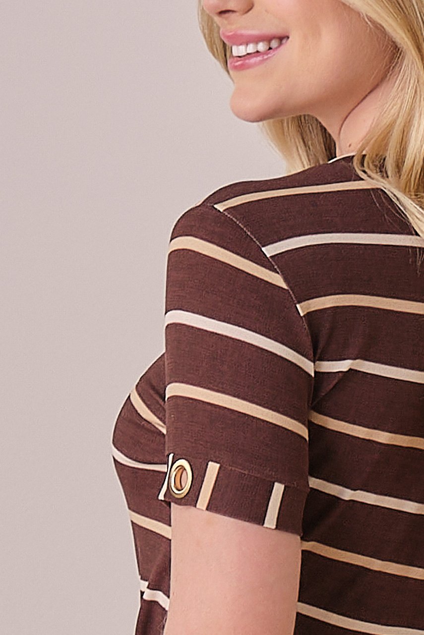 Conjunto Marrom Listrado Midi