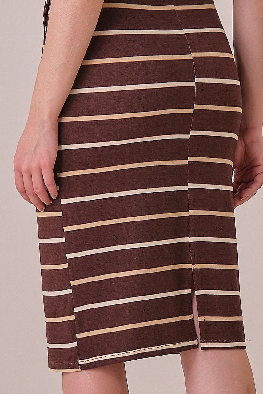 Conjunto Marrom Listrado Midi