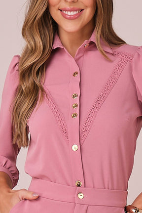Conjunto Rosa Maxi Midi no Crepe Fluido