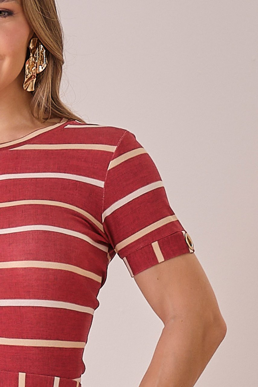 Conjunto Vermelho Listrado Midi