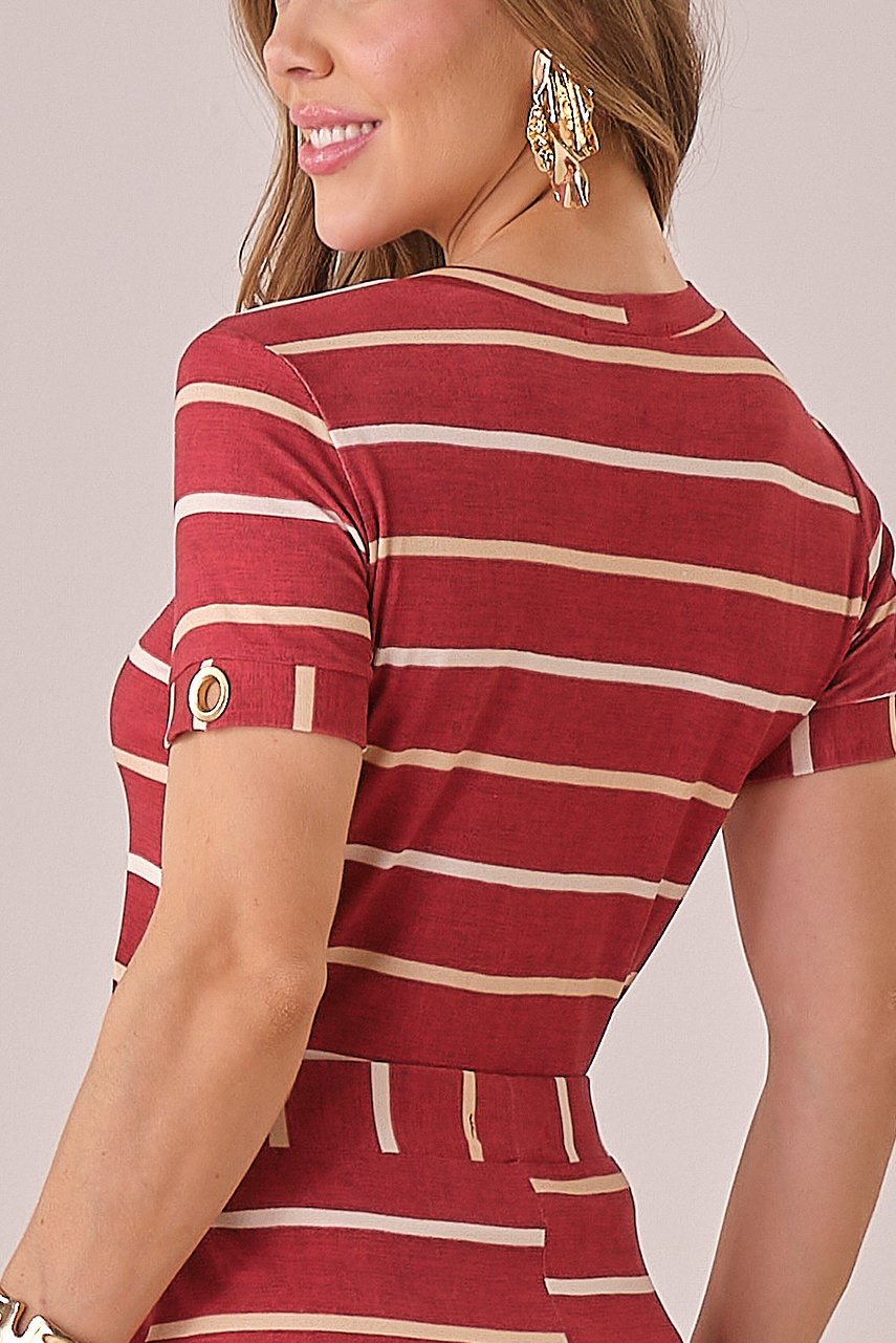 Conjunto Vermelho Listrado Midi