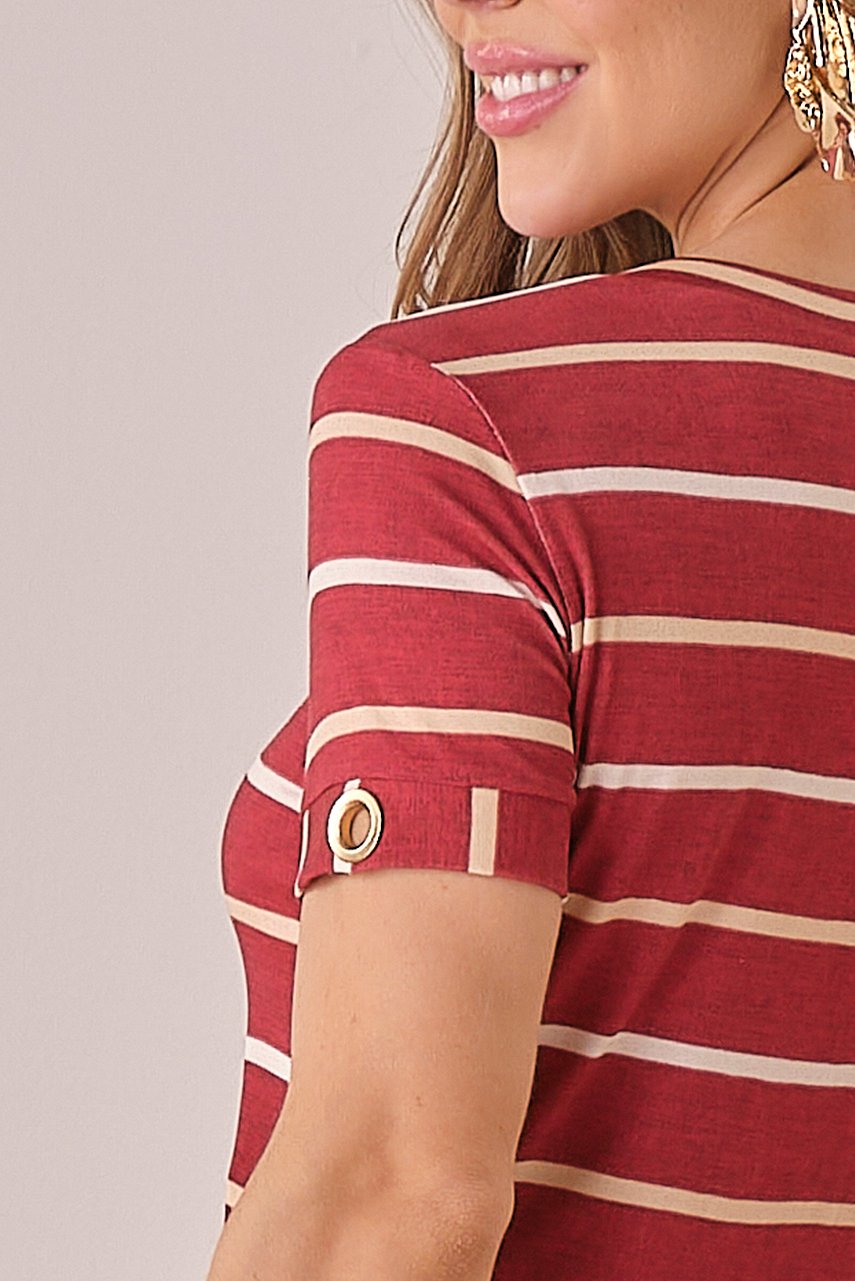 Conjunto Vermelho Listrado Midi