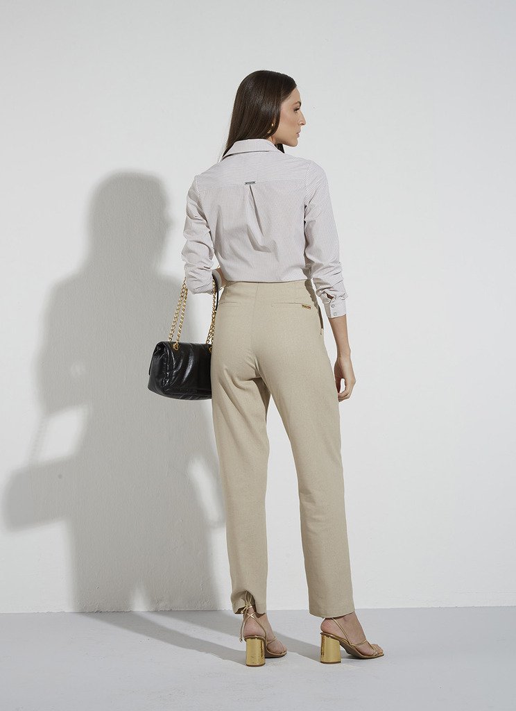 Calça Slim Sarja Cáqui