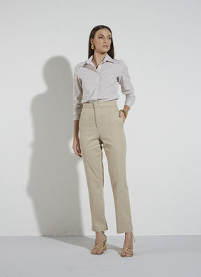 Calça Slim Sarja Cáqui