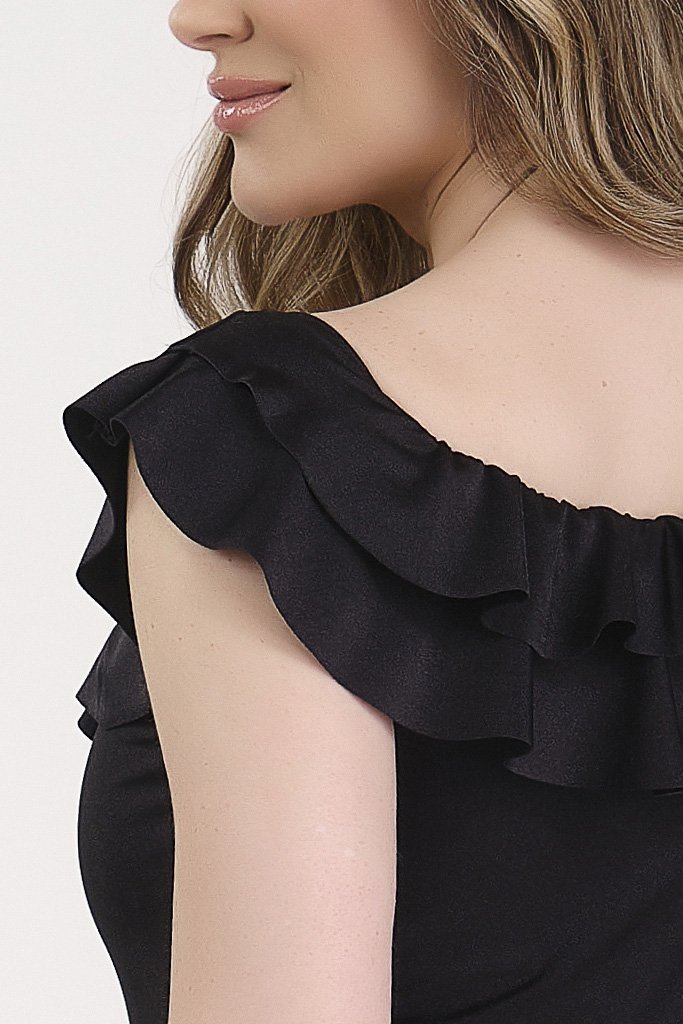 Maiô Feminino Preto Poliamida Trilobal Com Bojo Removível
