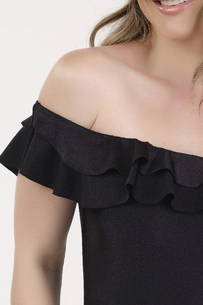 Maiô Feminino Preto Poliamida Trilobal Com Bojo Removível