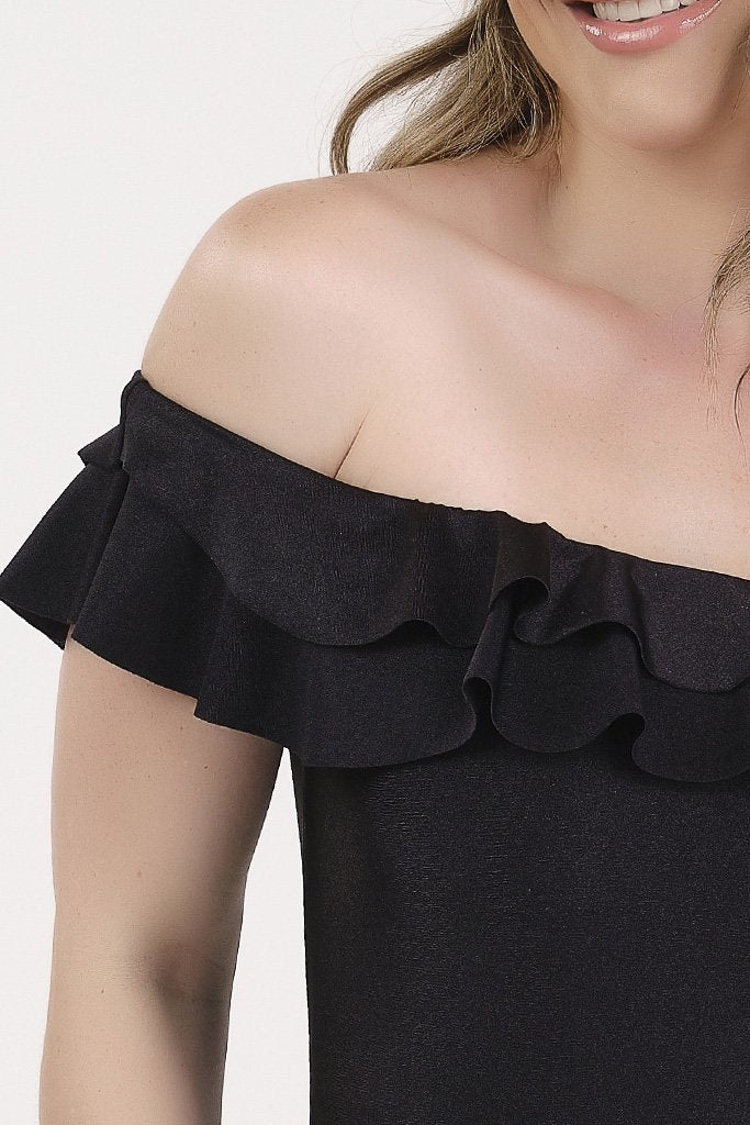 Maiô Feminino Preto Poliamida Trilobal Com Bojo Removível
