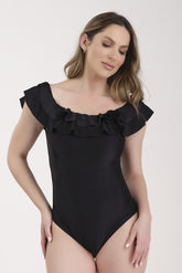 Maiô Feminino Preto Poliamida Trilobal Com Bojo Removível
