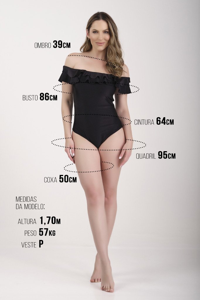 Maiô Feminino Preto Poliamida Trilobal Com Bojo Removível