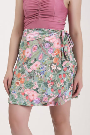 Short Saia Moda Praia Transpassado Estampa Exclusiva
