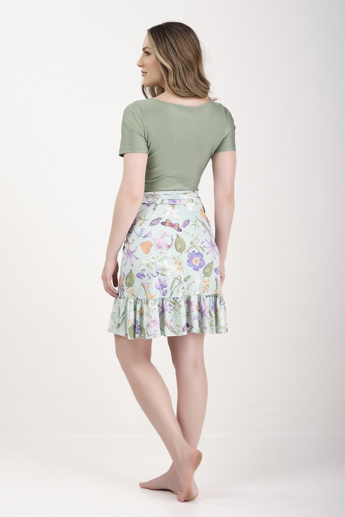 Short Saia Transpassado Moda Praia Estampa Exclusiva