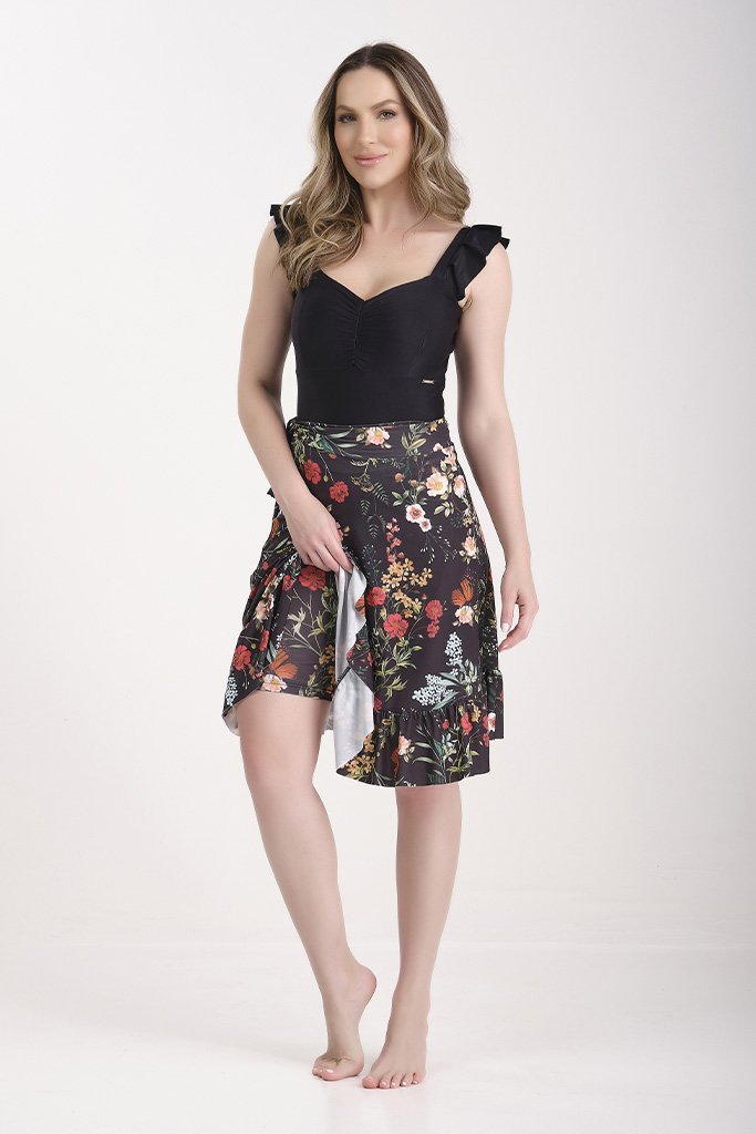 Short Saia Moda Praia Estampa Exclusiva Proteção UV