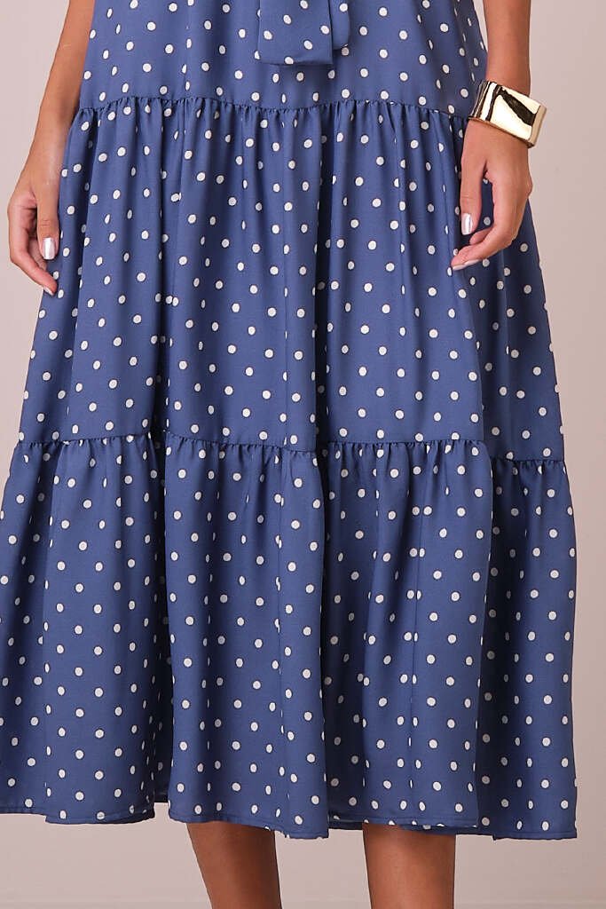 Vestido Maxi Midi no Crepe Poá