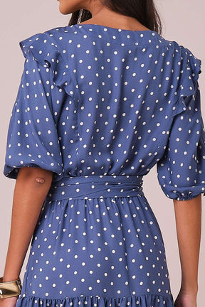 Vestido Maxi Midi no Crepe Poá