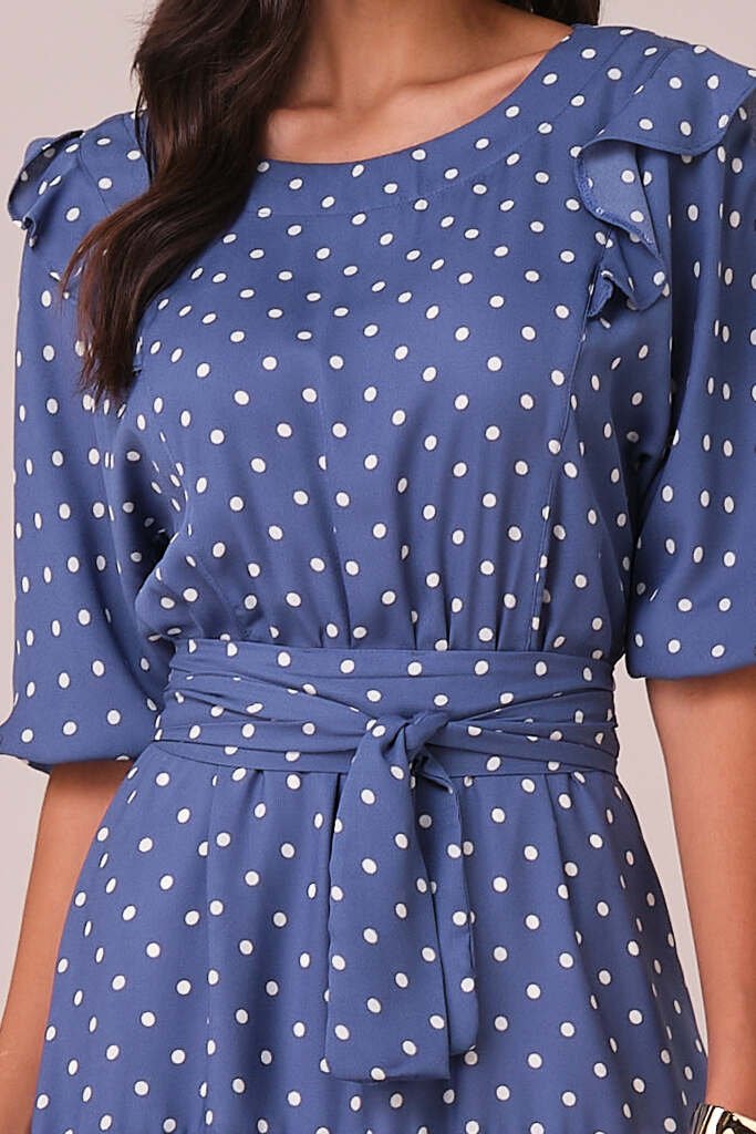 Vestido Maxi Midi no Crepe Poá