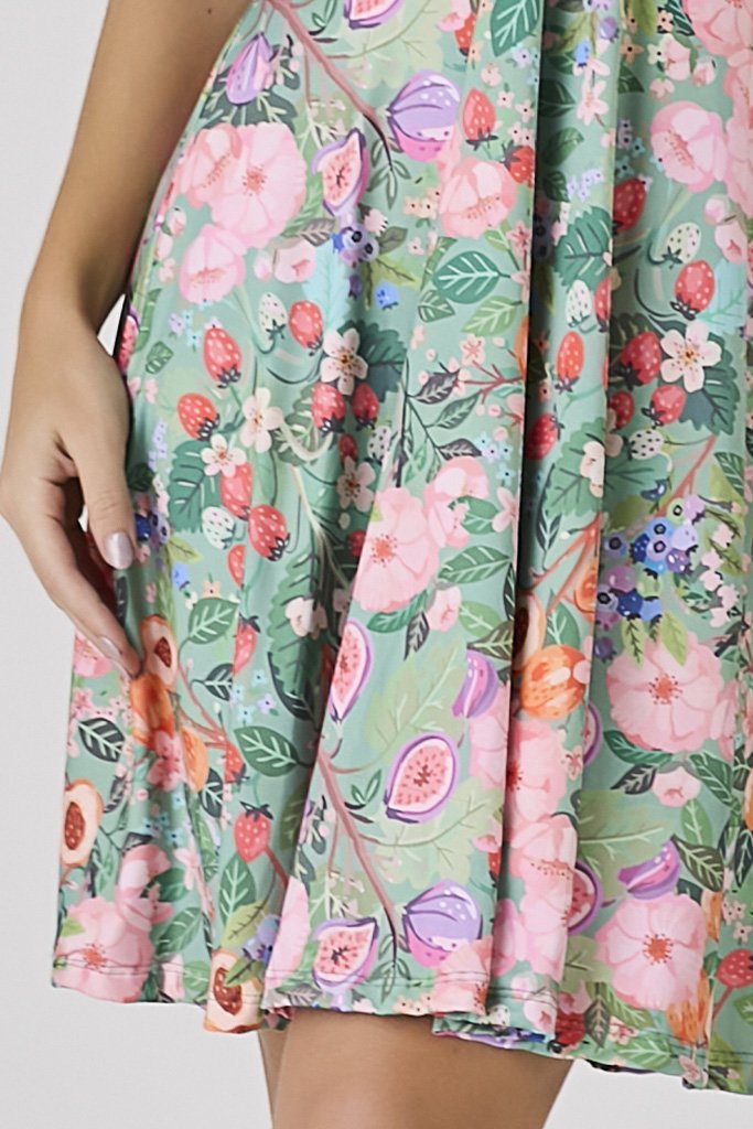 Vestido Verde Com Short Moda Praia Modesta Estampa Exclusiva