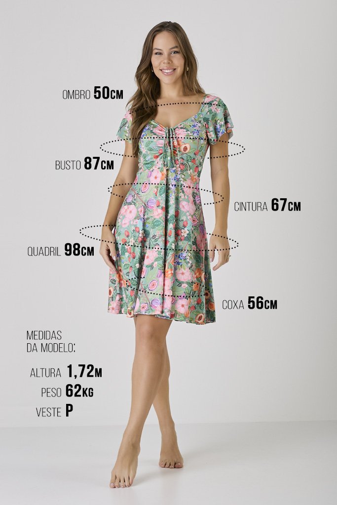 Vestido Verde Com Short Moda Praia Modesta Estampa Exclusiva