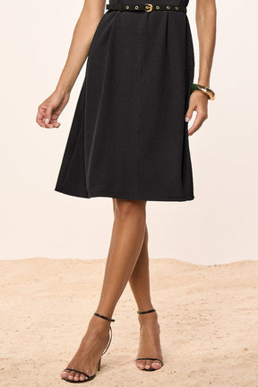 Vestido Preto Evasê Crepe Titanium Jeans