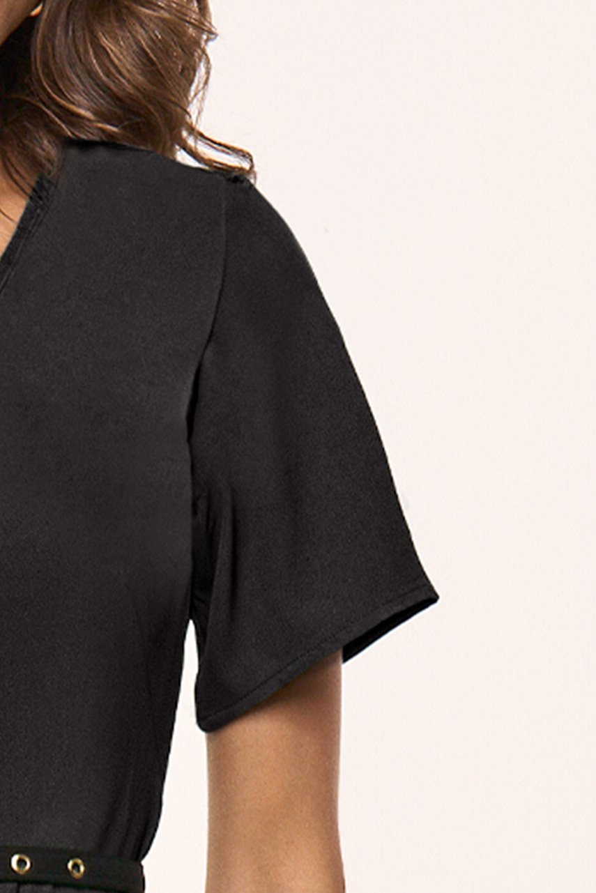Vestido Preto Evasê Crepe Titanium Jeans